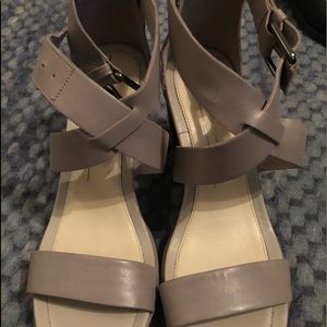 Grey heeled sandals
